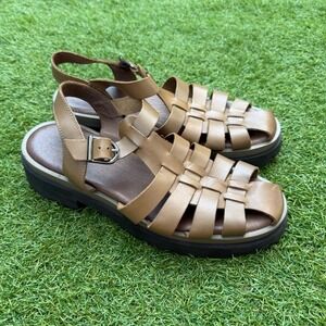 Free People Delaney Leather Fisherman Sandals Brown Womens EU 41 Platform Chunky